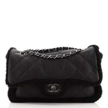 Chanel Coco Neige Flap Bag Quilted Suede with Shearling Large
