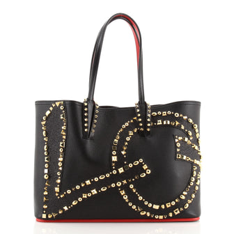 Christian Louboutin Cabata East West Tote Studded Glitter and Leather Small