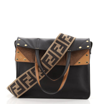 Fendi Flip Tote Leather and Suede Regular