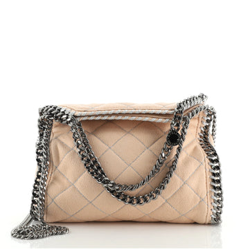 Stella McCartney Falabella Fold Over Crossbody Bag Quilted Shaggy Deer Mini