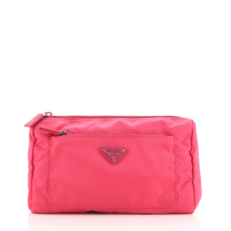 Prada Front Pocket Zip Pouch Tessuto