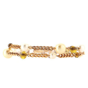 Chanel CC Chain Bracelet Metal with Crystals, Faux Pearls and Beads