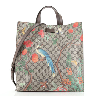 Gucci Convertible Soft Open Tote Tian Print GG Coated Canvas Tall