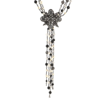 Chanel CC Multistrand Necklace Metal with Faux Pearl and Beads