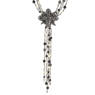 Chanel CC Multistrand Necklace Metal with Faux Pearl and Beads