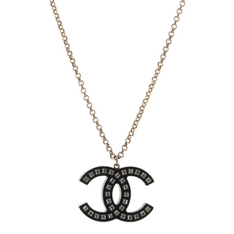 Chanel CC Pendant Necklace Metal with Resin and Crystals