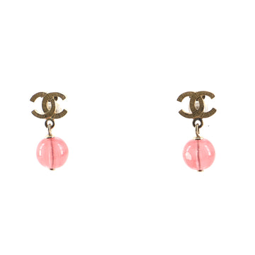 Chanel CC Drop Earrings Metal with Beads