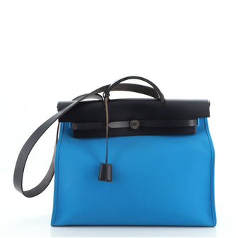 Hermes Herbag Zip Leather and Toile 39