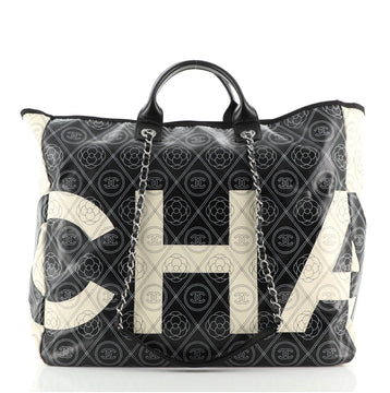 Chanel Logo Shopping Tote Printed Coated Canvas Large