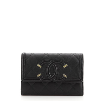 Chanel Filigree Flap Wallet Quilted Caviar Medium