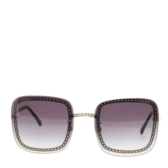 Chanel Chain Frame Square Sunglasses with Chain Metal