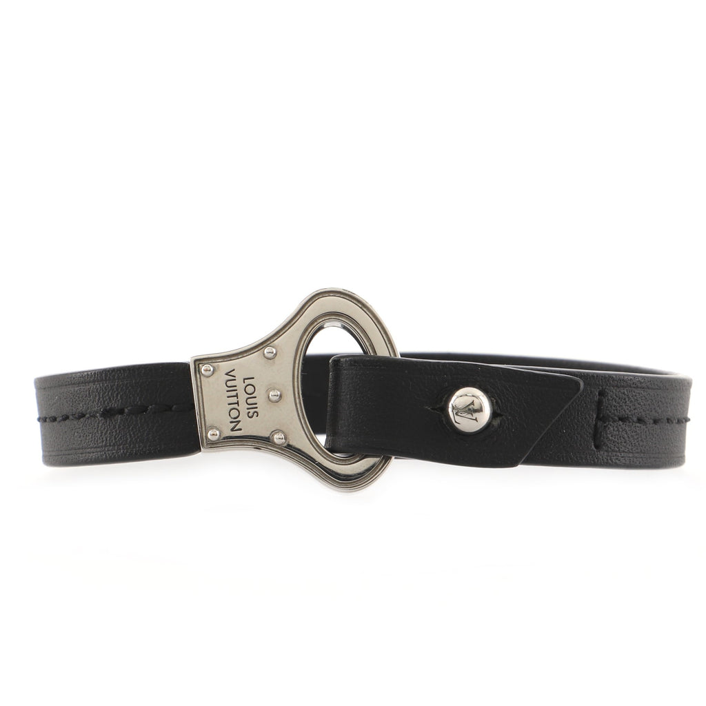 Louis Vuitton Archive Bracelet Brass and Leather Black 73788114