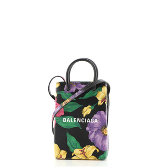 Balenciaga Shopping Phone Holder Printed Leather