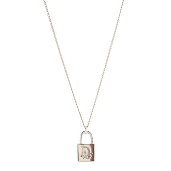 Christian Dior Vintage Logo Lock Pendant Necklace Metal
