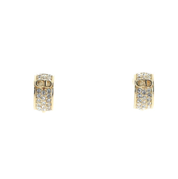 Christian Dior Vintage CD Huggie Clip-On Earrings Crystal Embellished Metal