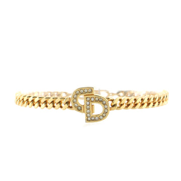 Christian Dior Vintage CD Chain Bracelet Metal with Crystals