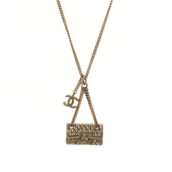 Chanel CC Flap Bag Pendant Necklace Metal