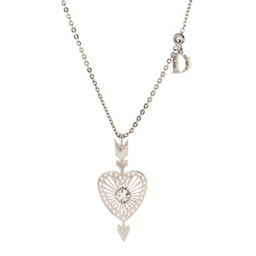 Christian Dior Vintage Radial Heart and Arrow Pendant Necklace Metal with Crystal