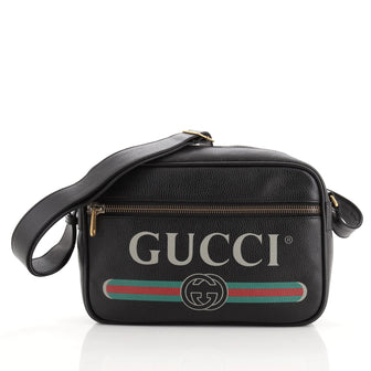 Gucci Logo Shoulder Bag Printed Leather