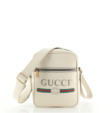 Gucci Logo Zip Messenger Bag Printed Leather Small