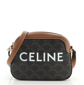 Celine Logo Camera Bag Triomphe Coated Canvas Small