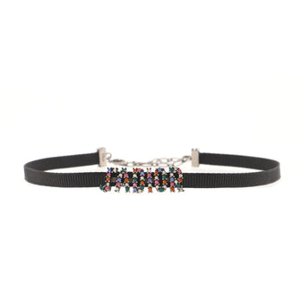 Christian Dior J'Adior Choker Necklace Multicolor Crystals and Grosgrain Ribbon