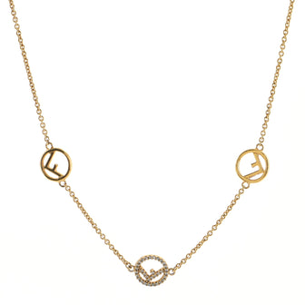 Fendi F is Fendi Triple Charm Necklace Metal with Crystals