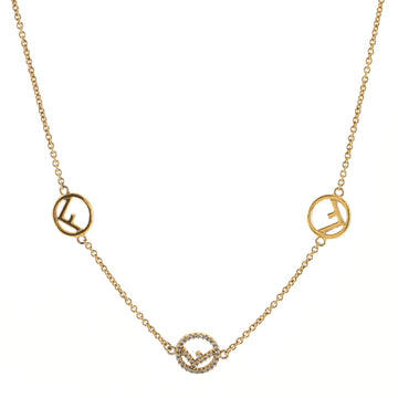Fendi F is Fendi Triple Charm Necklace Metal with Crystals