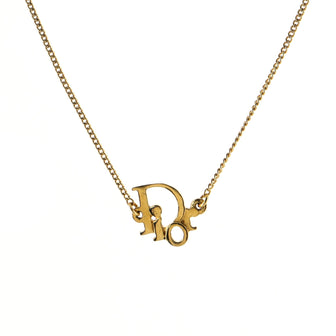 Christian Dior Vintage Logo Pendant Necklace Metal