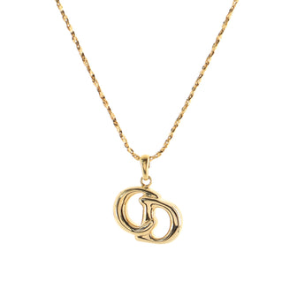 Christian Dior Vintage Interlocking CD Logo Pendant Necklace Metal