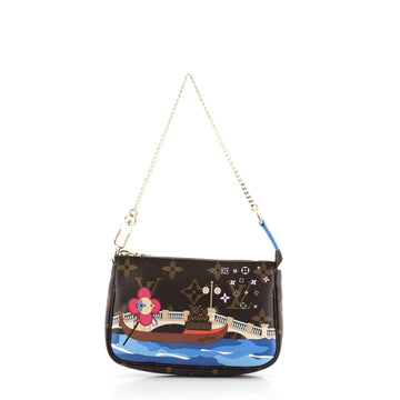 Louis Vuitton Pochette Accessoires Limited Edition Vivienne Xmas Monogram Canvas Mini