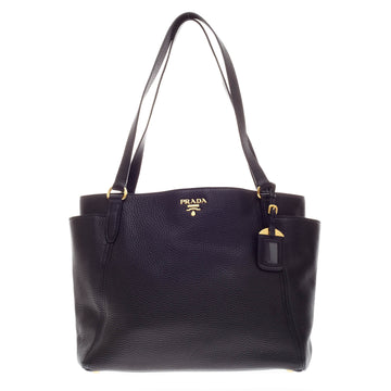 Prada Side Pocket Vitello Daino Shopper Tote 