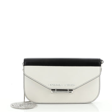 Prada Bar Lock Chain Clutch City Calf Small