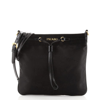 Prada Logo Drawstring Crossbody Bag Tessuto Small