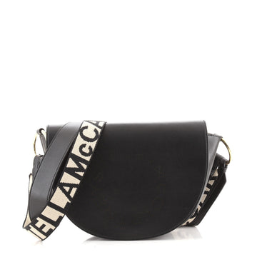 Stella McCartney Marlee Logo Saddle Bag Perforated Faux Leather Medium