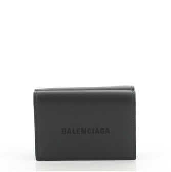 Balenciaga Logo Trifold Wallet Leather Compact