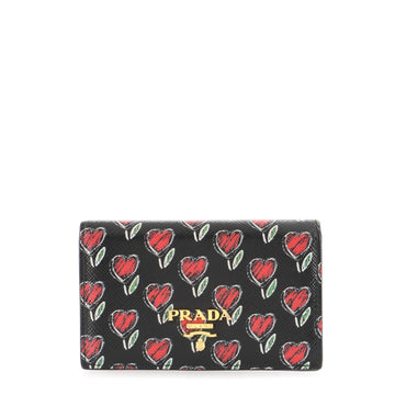 Prada Flap Card Case Printed Saffiano