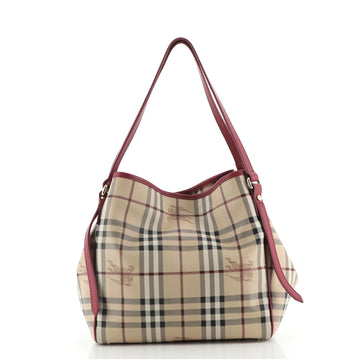 Burberry Canterbury Tote Haymarket Coated Canvas Small