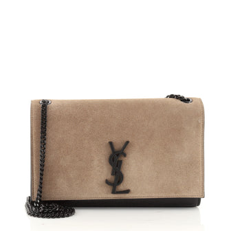 Saint Laurent Classic Monogram Crossbody Bag Suede and Leather Medium