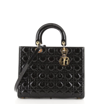 Christian Dior Lady Dior Bag Cannage Quilt Patent Large