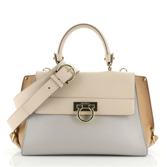 Salvatore Ferragamo Tricolor Sofia Satchel Smooth Leather Medium