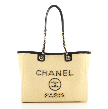 Chanel Deauville Tote Straw with Chain Detail Small
