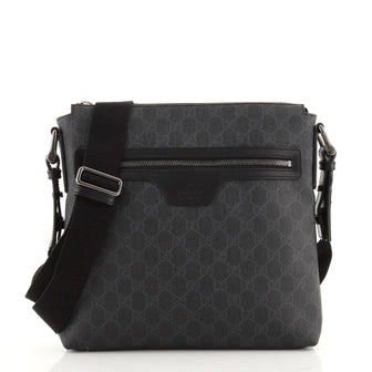 Gucci Front Zip Flat Messenger Bag GG Coated Canvas Medium