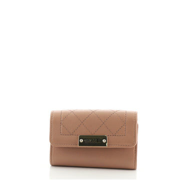 Chanel Label Click 4 Key Holder Quilted Calfskin
