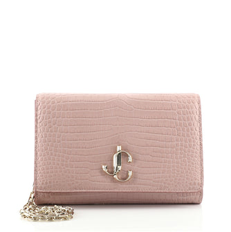 Jimmy Choo Varenne Chain Clutch Crocodile Embossed Leather