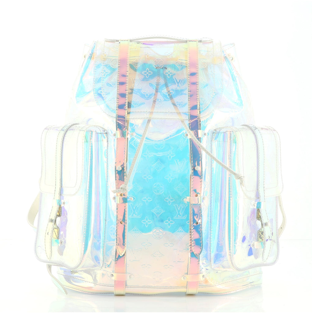 louis vuitton backpack for girls Louis Vuitton Christopher Backpack Limited Edition Monogram Prism PVC GM Clear 79270124