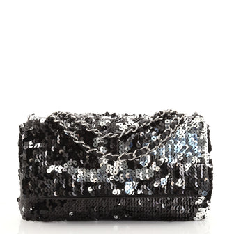 Chanel Summer Night Flap Bag Sequins with Leather Medium