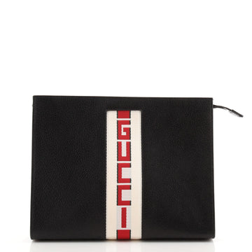 Gucci Logo Stripe Pouch Leather