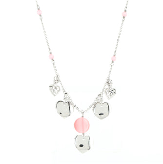 Christian Dior Vintage Heart Drop Pendant Necklace Metal and Beads