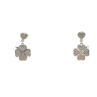 Christian Dior Clover Drop Earrings Metal with Crystals and Enamel